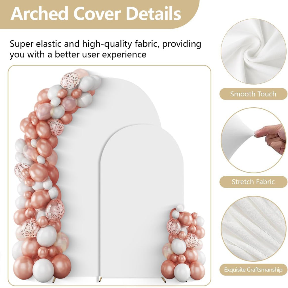 Metal Arch Backdrop Stand Set of 2 With White Cover (7.2FT+6FT)