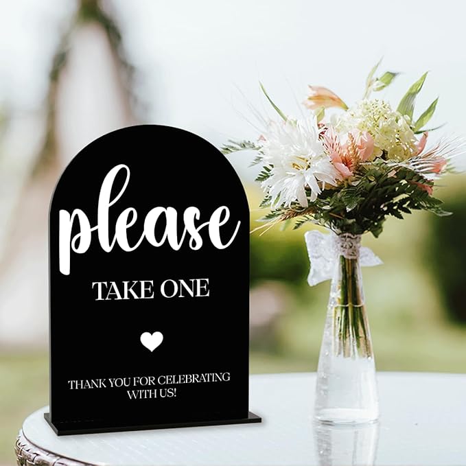 Black Please Take One Sign, Wedding Engagement Bridal Shower Baby Shower Decor for Reception Reception, Weddings Acrylic Sign