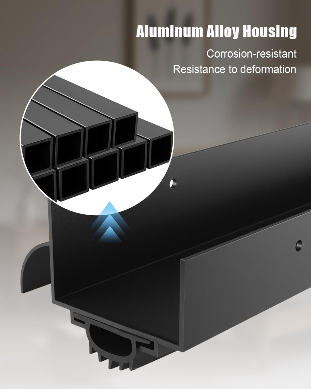 1 Pcs 1-3/4" x 36" U Shaped Aluminum Door Bottom Sweep, Black
