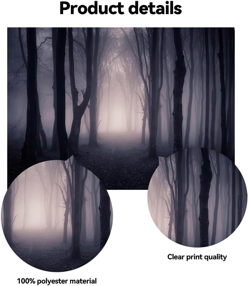 10x8 FT Spooky Forest Backdrop Scary Halloween Themed Party Photo Backdrop Dark Misty Woods Party Decorations Academia Photography Background Photo Booth Props Polyester