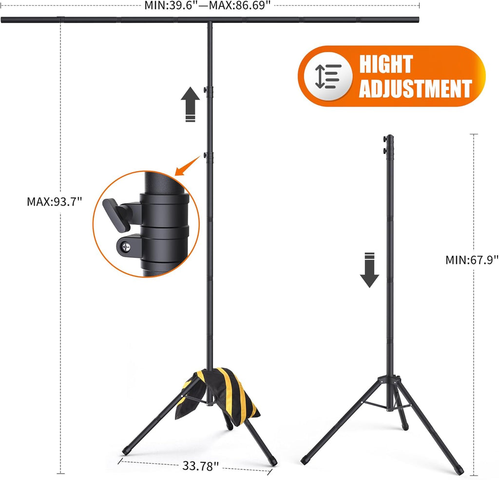 forlogic portable t-shape backdrop stand support kit 8x7.2ft, close-up detail
