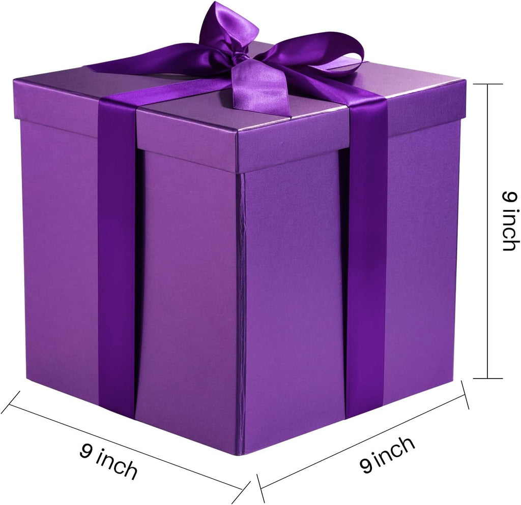 ruspepa medium birthday gift box with lids, ribbon showing dimensions