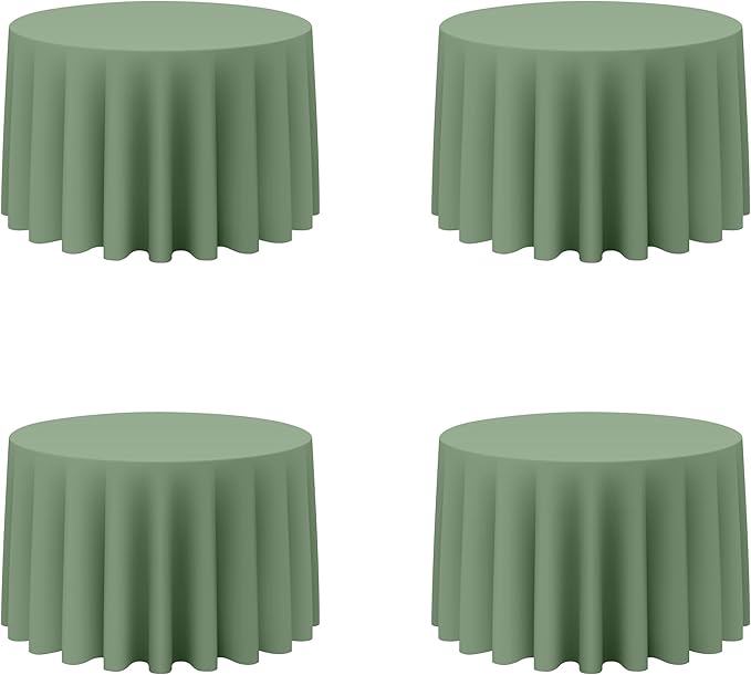 BRILLMAX 4 Pack Sage Green Round Tablecloths 108 Inch - Circle Bulk Linen Polyester Fabric Washable Table Cloth Cover for Wedding Reception Banquet Birthday Party Buffet Restaurant