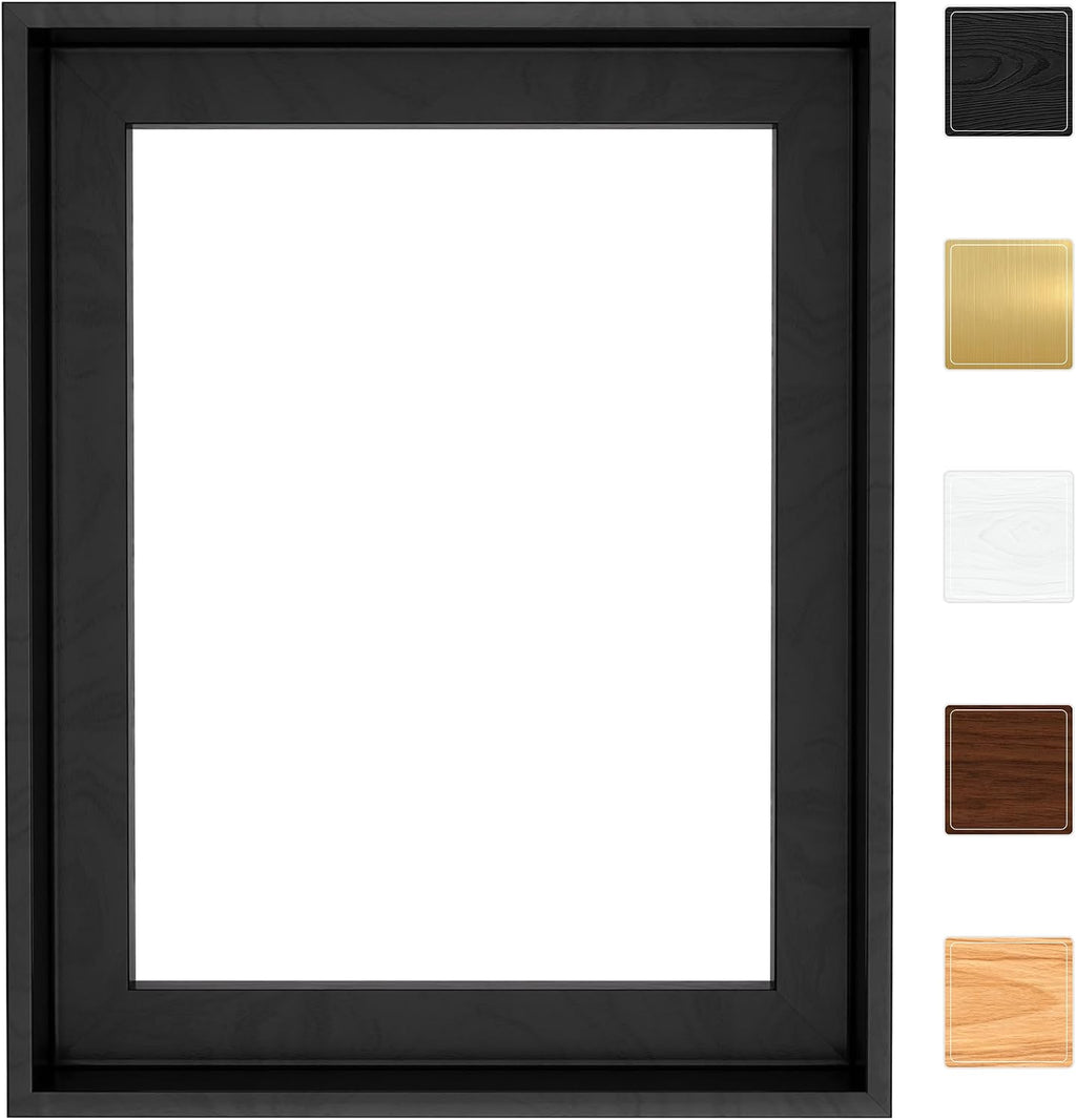Canvas Floater Frame for Finished Canvas Art, 1.25" Deep Floating Shadow Gap Design, Floating Frame for Canvas Art, Modern Gallery Style Wall Decor, Hardware Included (Black, 18x18)
