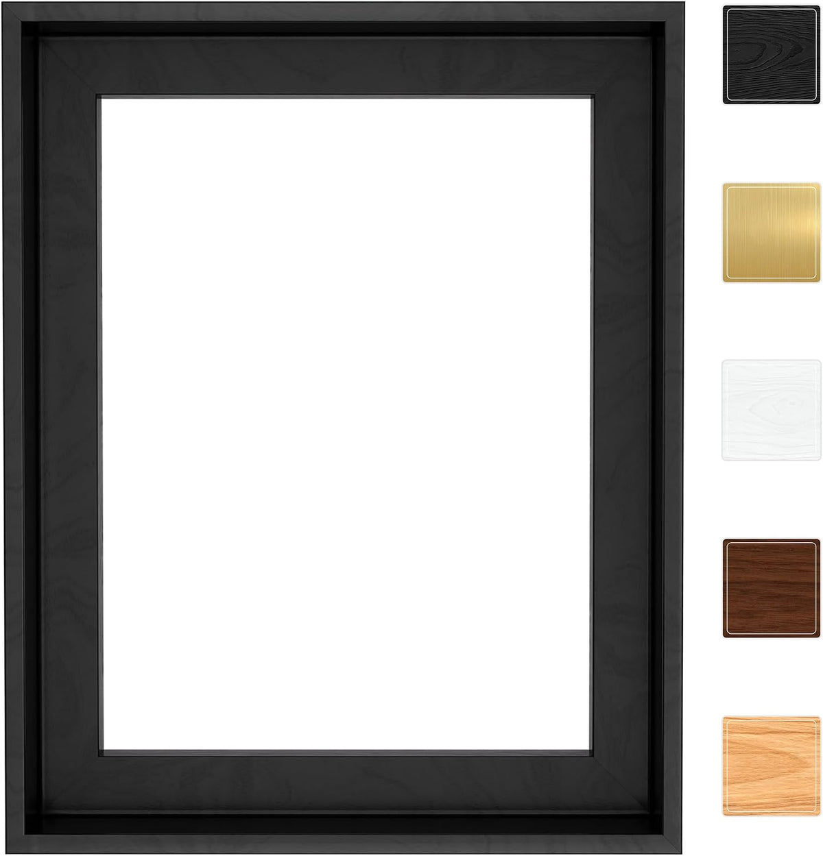 Canvas Floater Frame for Finished Canvas Art, 1.25" Deep Floating Shadow Gap Design, Floating Frame for Canvas Art, Modern Gallery Style Wall Decor, Hardware Included (Black, 18x18)