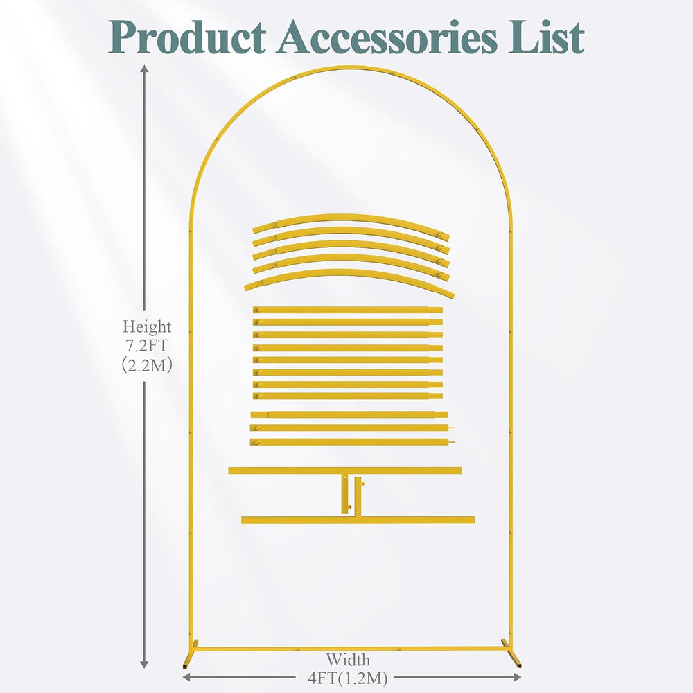 Fomcet Metal Arch Backdrop Stand Gold 7.2x4ft Balloon Wedding Arched Stand