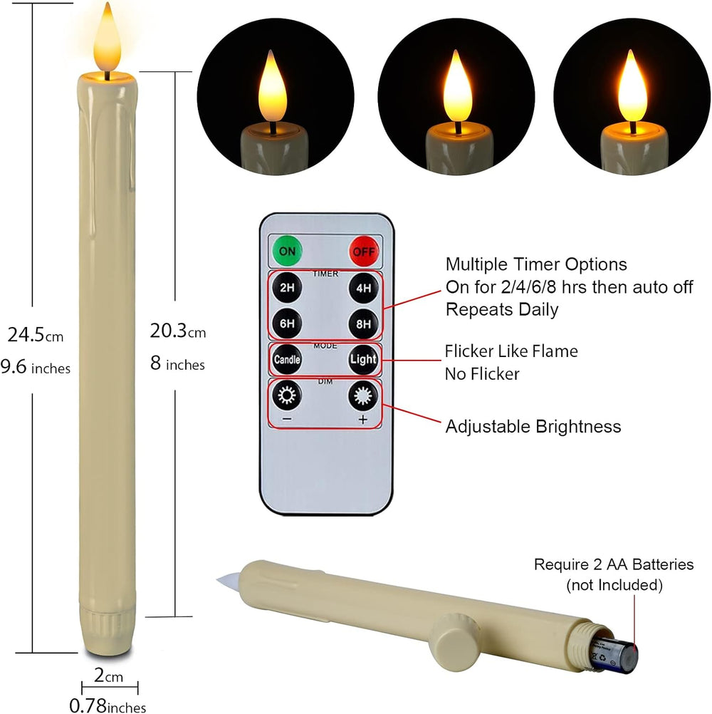 Homemory 24 Pcs Flameless Taper Candles with Remote, Timer, Plastic Battery O...