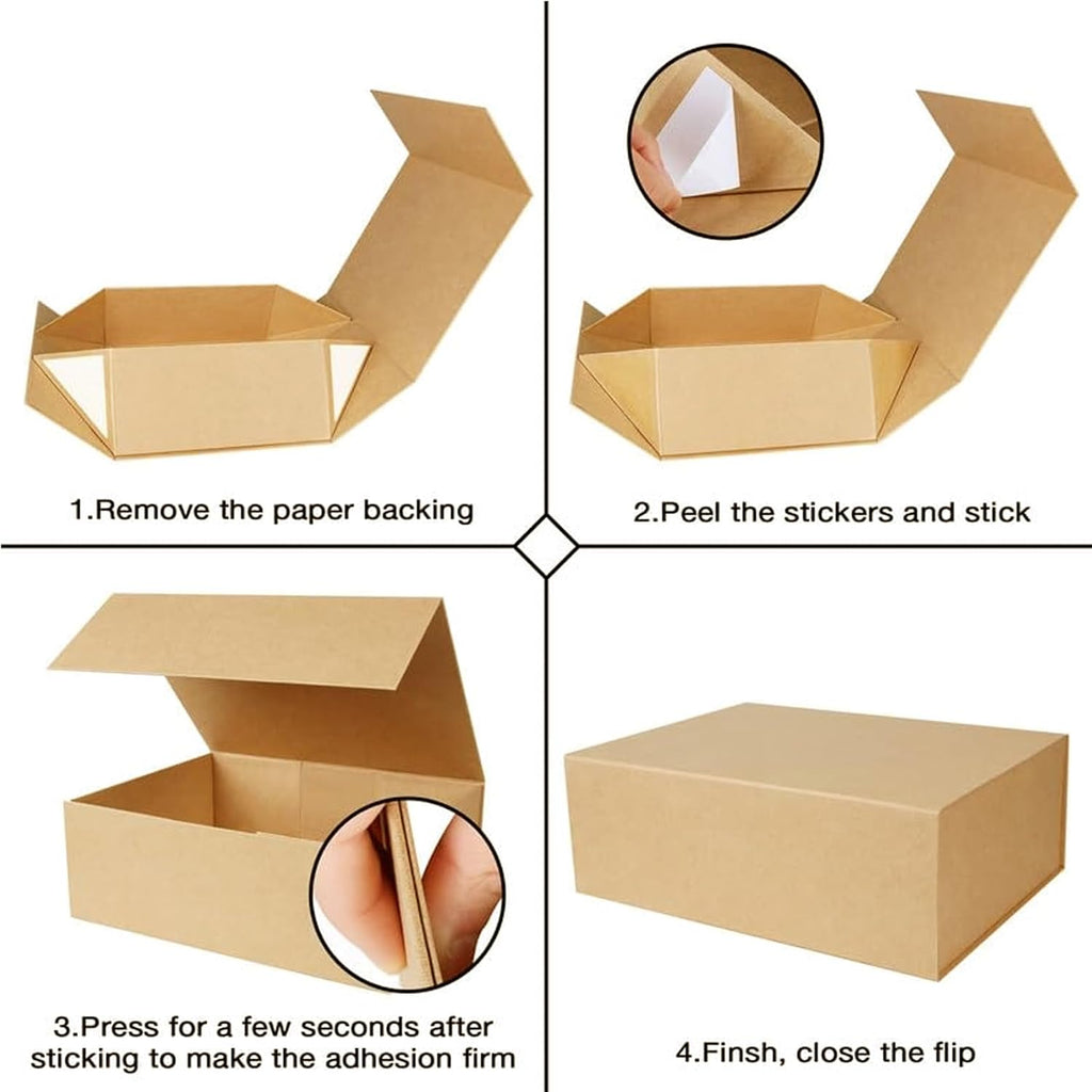 rayofsun brown gift box with magnetic lids for, side view