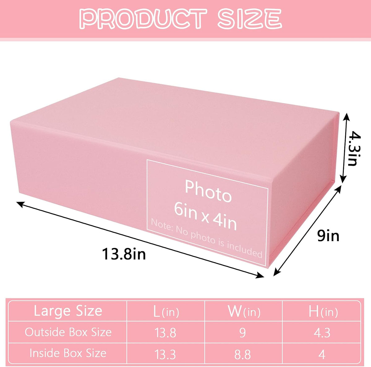 pink gift box with magnetic lids for presents shown in use