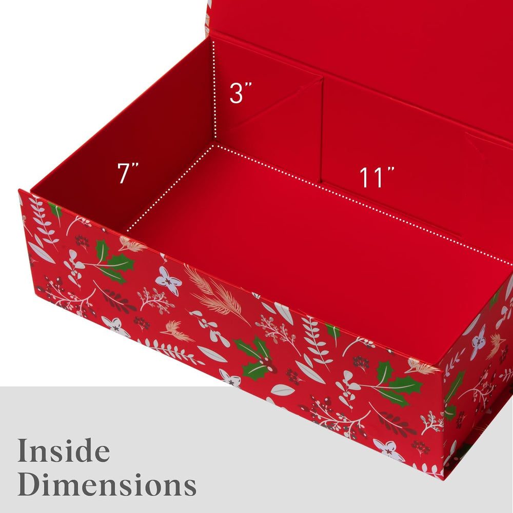 Christmas Gift Box with Magnetic Lid 3-Pack | Red Decorative Gift Boxes for P...