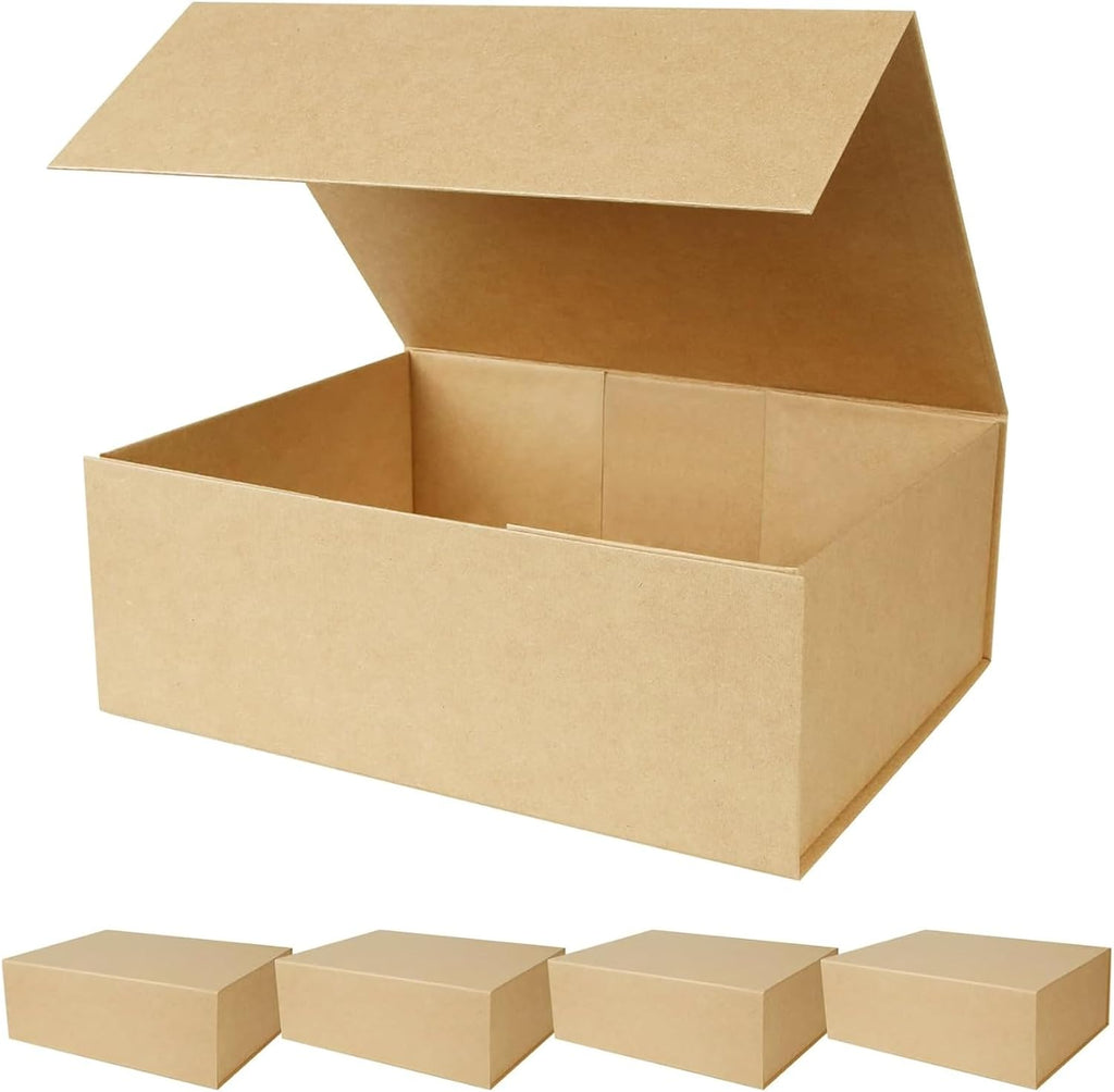 RayofSun Brown Gift Box with Magnetic Lids for Presents 13.8x9x4.3 in, Large Rectangle Collapsible Decorative Storage Boxes, Bridesmaid Groomsman Proposal Box for Wedding,Christmas,Birthday(5 Pack)