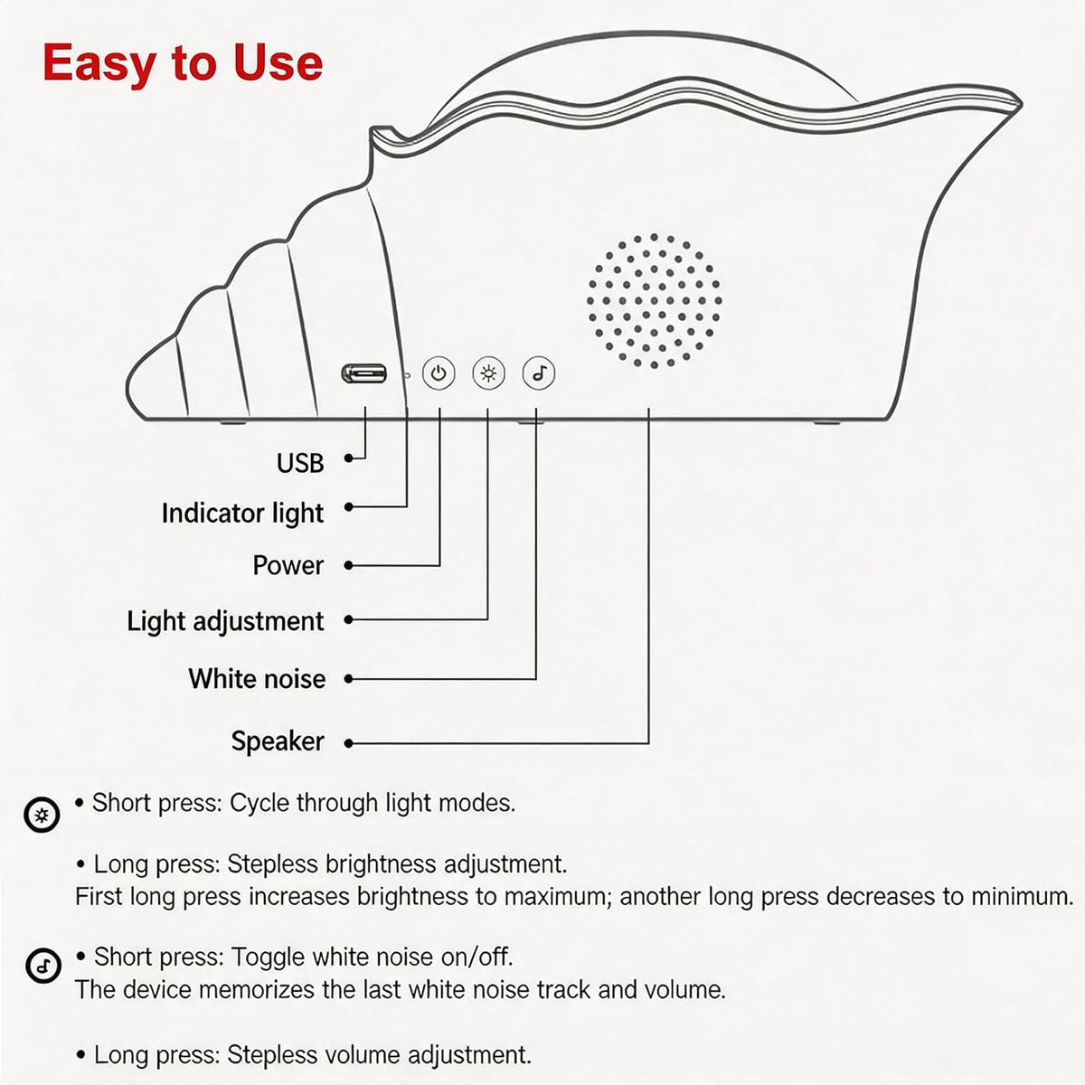 conch ocean wave projector for room decor |, close-up detail