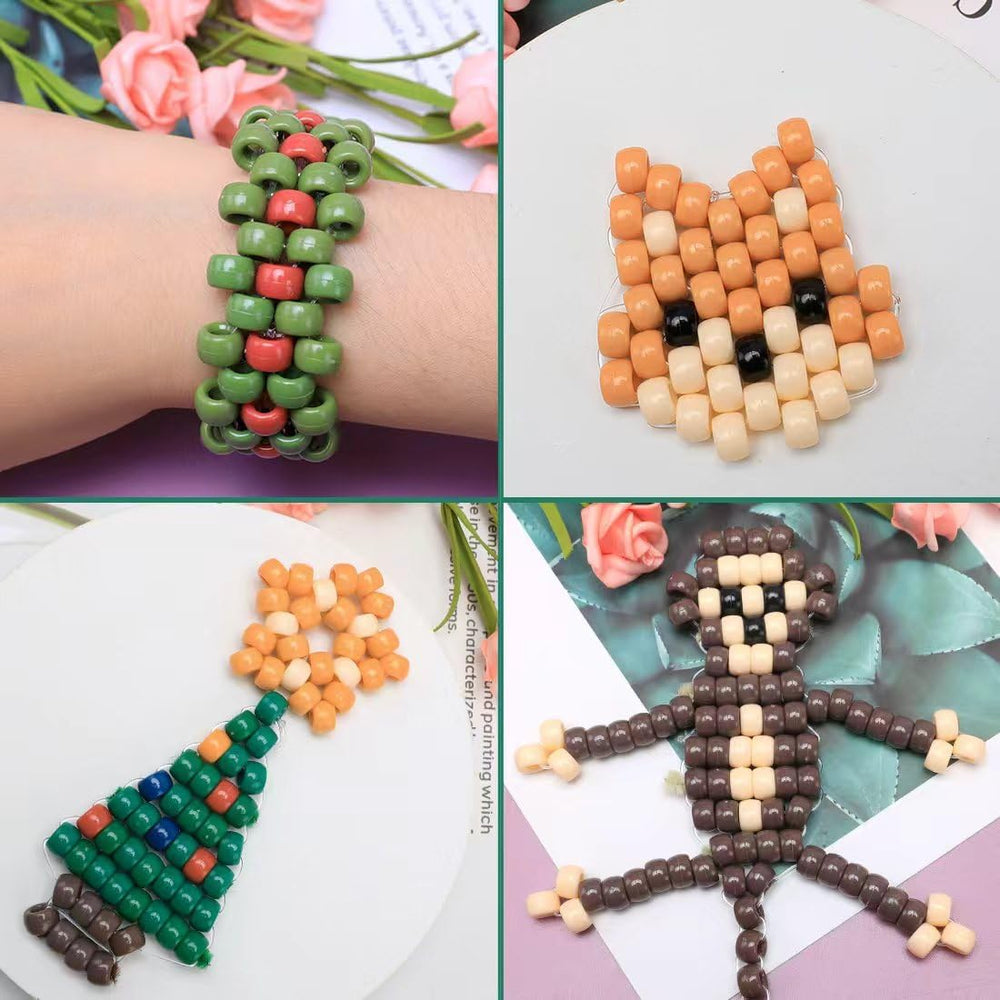 IOOLEEM 8050pcs Earth-Tone Colors Pony Beads, Beads for Crafts, Hair Beads, B...