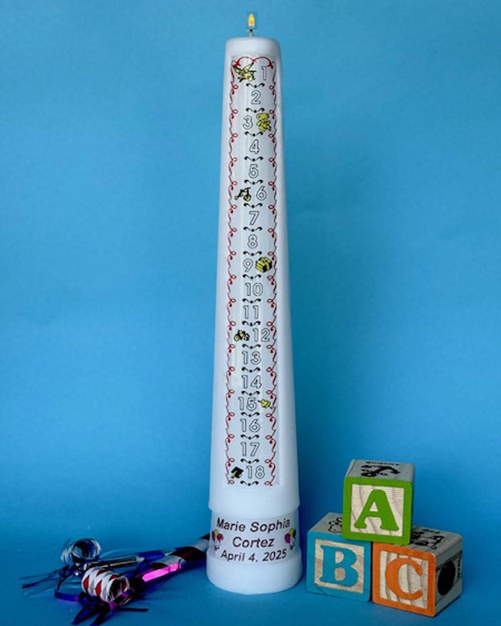Personalized Birthday Countdown Candle, 1-18 Years, 15 Inch Tall Candle with ...