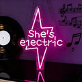 Lightning Bolt Light Up Signs for Wall Decor,Pink She's Electric Neon Sign for Birthday Live Music Concert Bedroom Club Party,Music LED Gift for Girls Teens Men Women USB Powered（15"*10.8"）