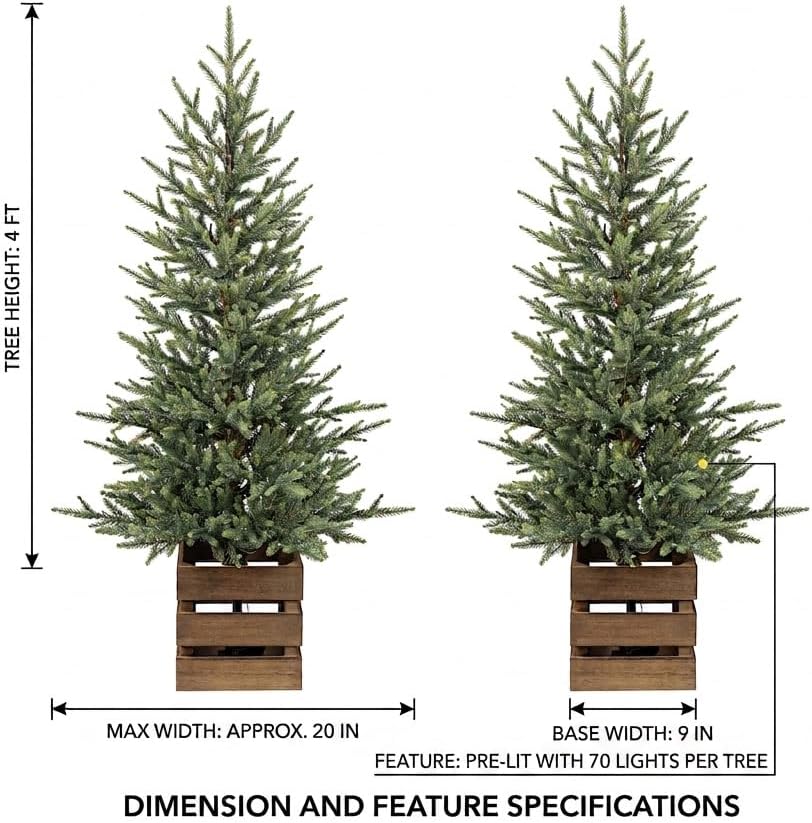 collective home 2 pack pre-lit 4 ft christmas shown in use
