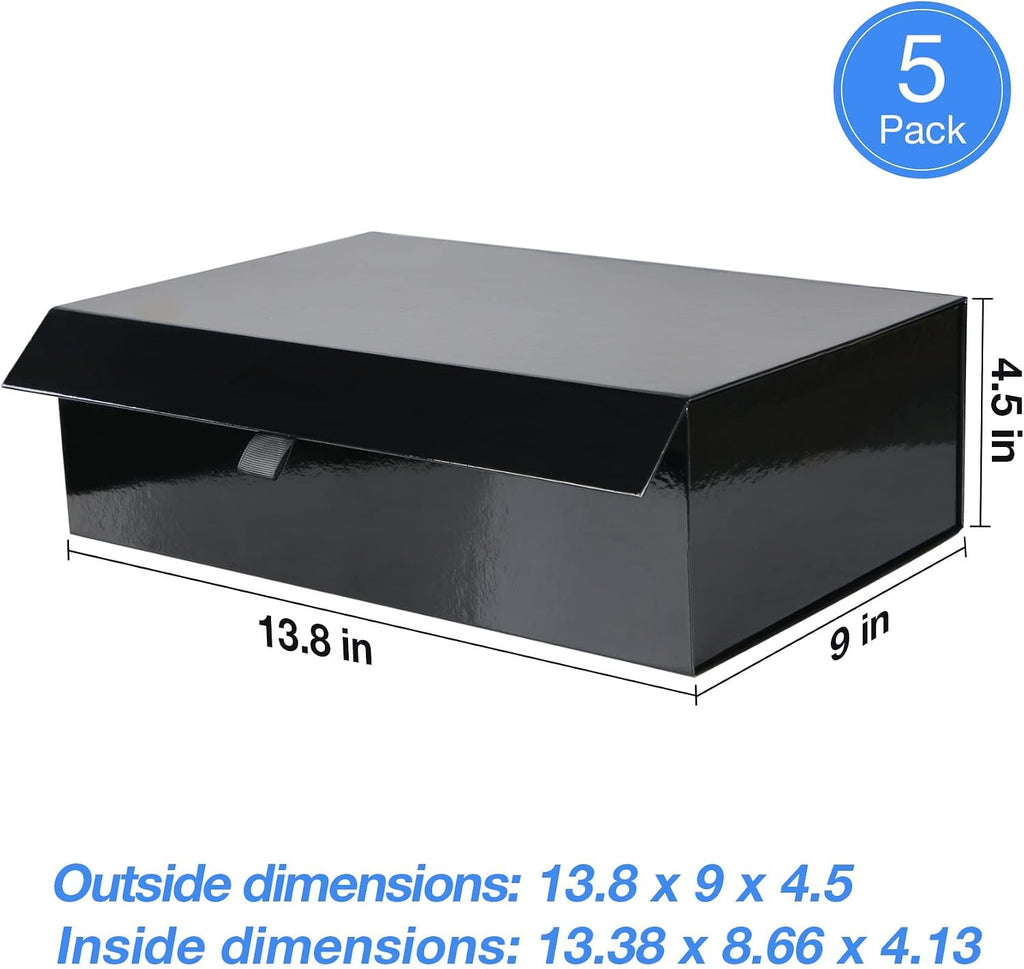 aimyoo 5 pack black collapsible gift box with, side view