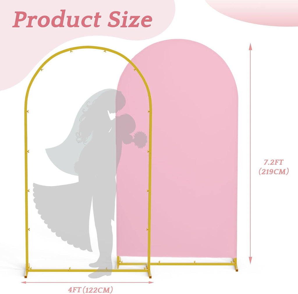7.2FT Metal Arch Backdrop Stand and Cover Set, Pink