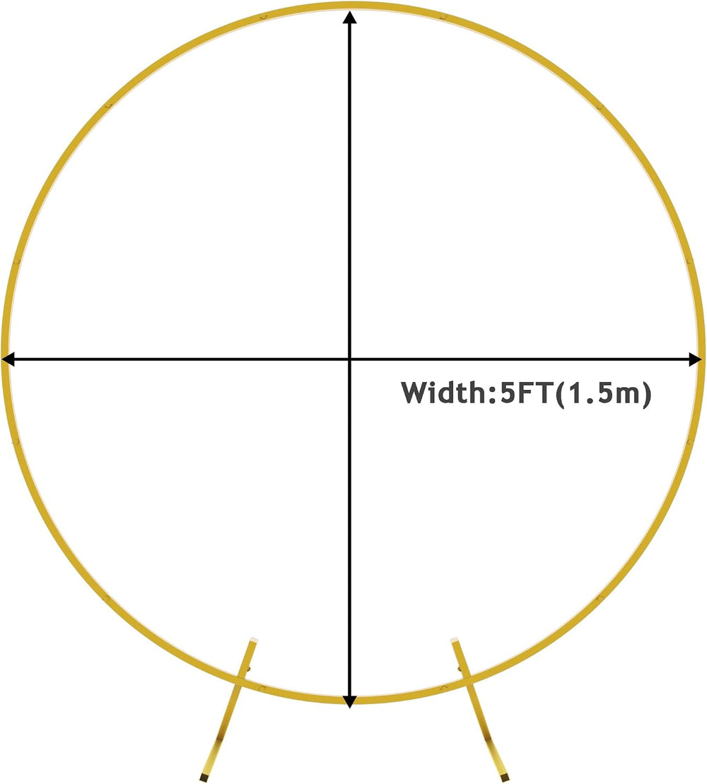 Round Backdrop Stand 5FT Gold Metal Circle Balloon Arch Frame