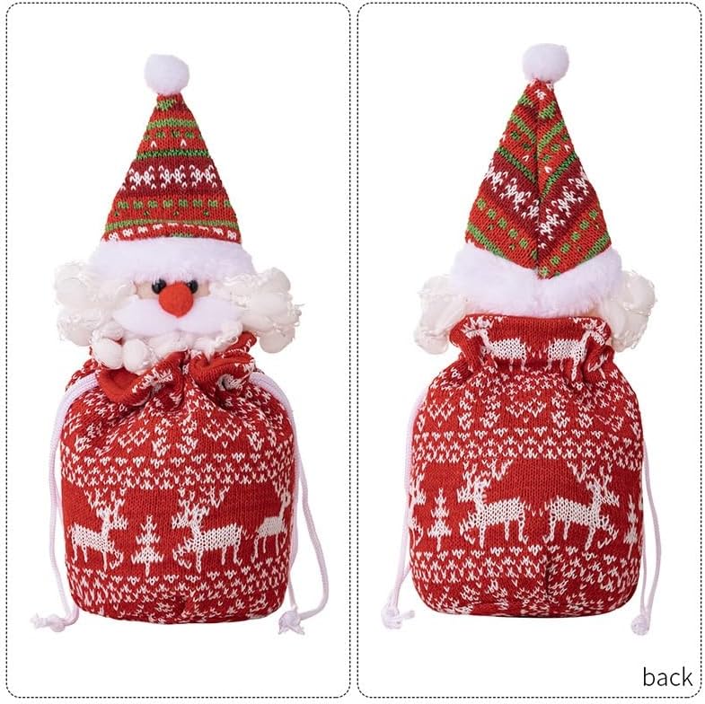 LASIYUAN 8 Pcs Christmas Small Drawstring Bag Gift Wrap Bags，Christma Doll St...