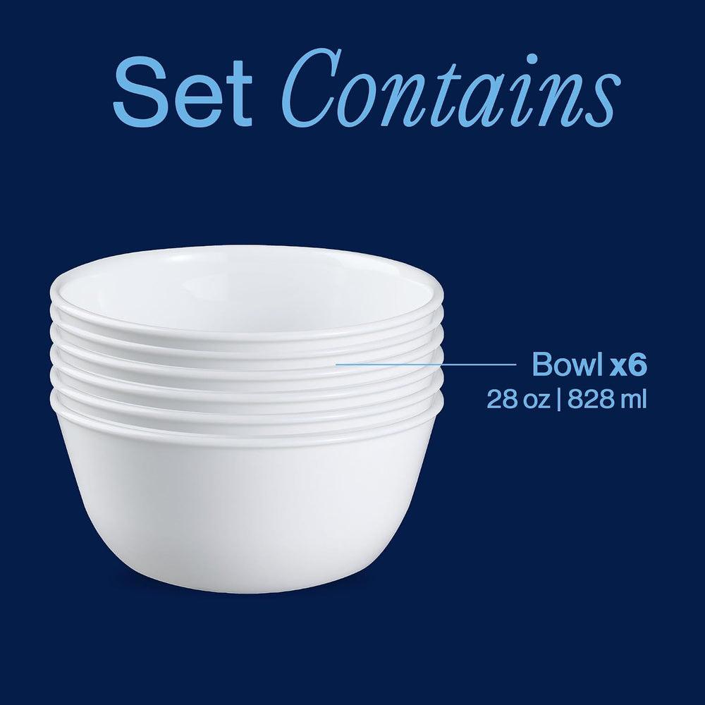 Corelle Vitrelle 28-oz Soup/Cereal Bowls Set of 6 Chip & Crack Resistant ...