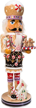 Kurt Adler 16-Inch Wooden Gingerbread Christmas Nutcracker (Color May Vary),Brown/Beige