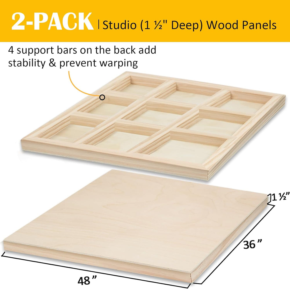 2 Pack 36x48'' Unfinished Gallery Birch Wood Canvas Panels