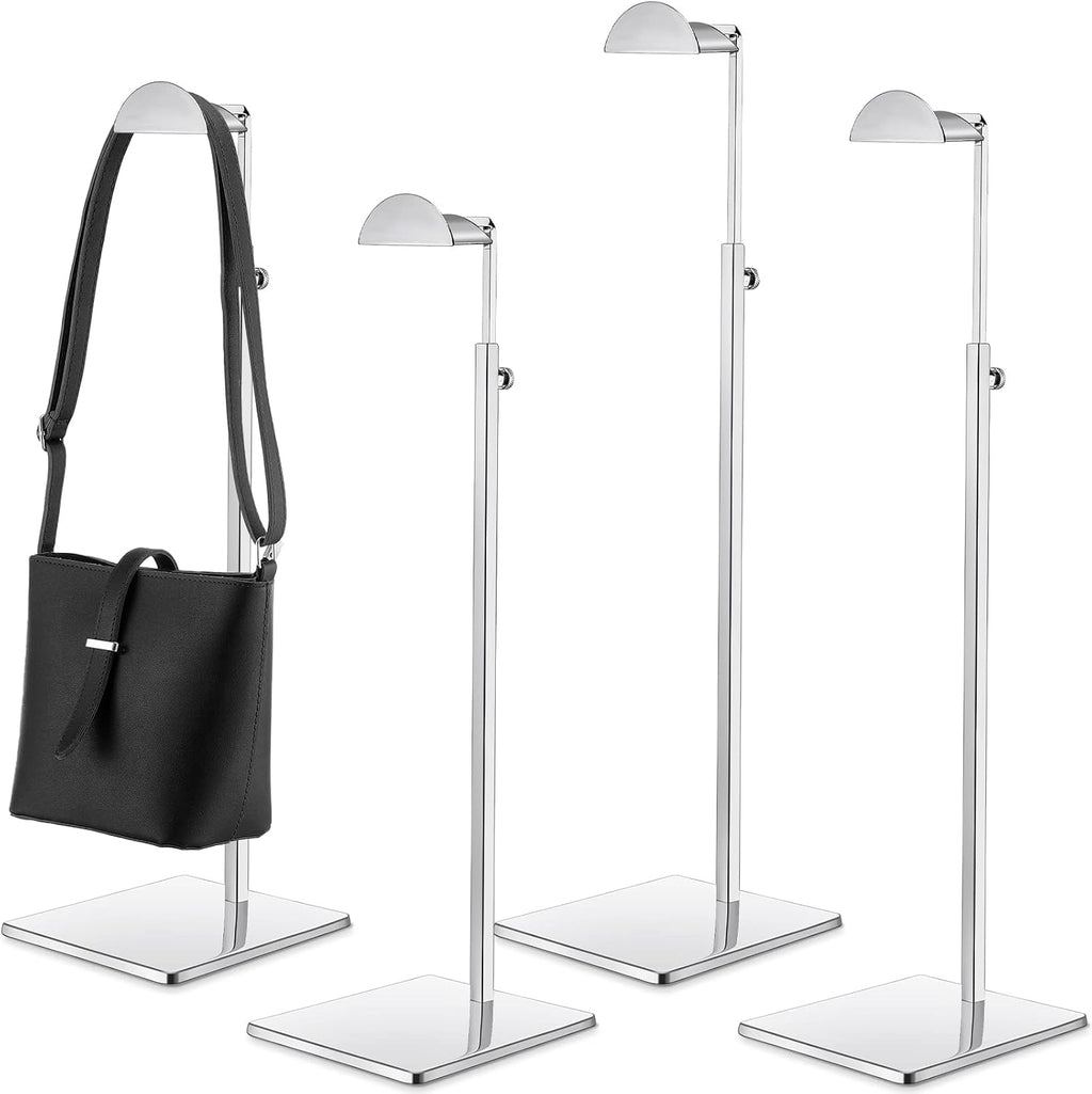 Maitys 4 Pack Purse Display Stands Stainless Steel Adjustable Height Bags Display Holder for Home Store Boutique Counter (Silver)