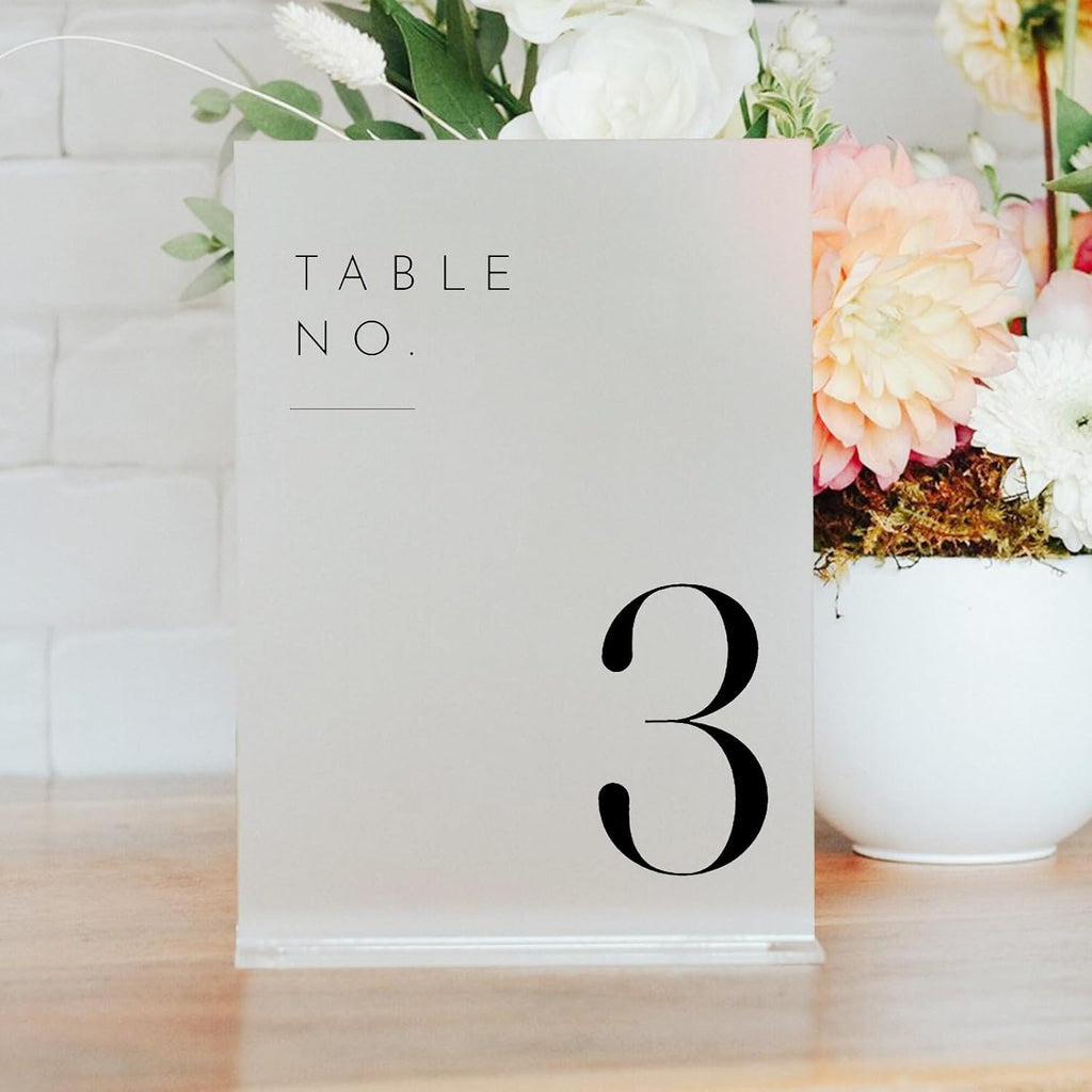 jinmury frosted wedding table numbers 1-20 with stands showing dimensions