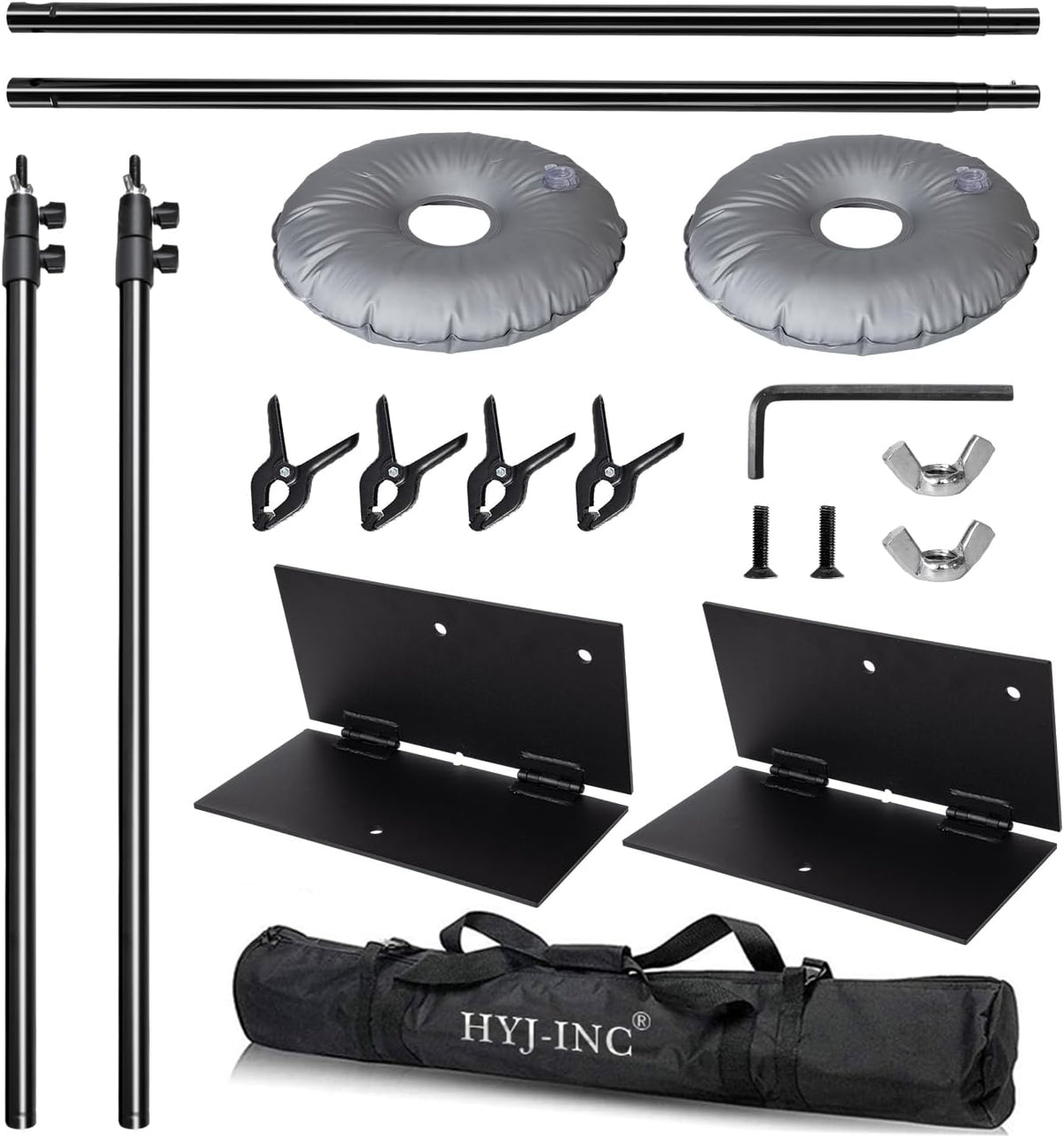 hyj-inc pipe and drape photography backdrop stand kit on a desk or shelf