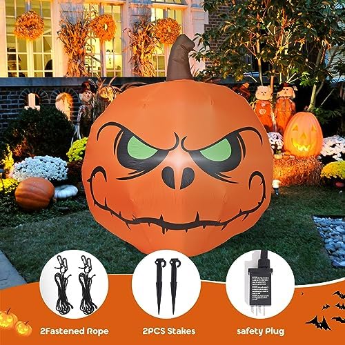 4FT Halloween Inflatable Pumpkin with Build-in LED Lights, Blow up Halloween Inflatable Outdoor Indoor Decorations Large Party Yard Decoration