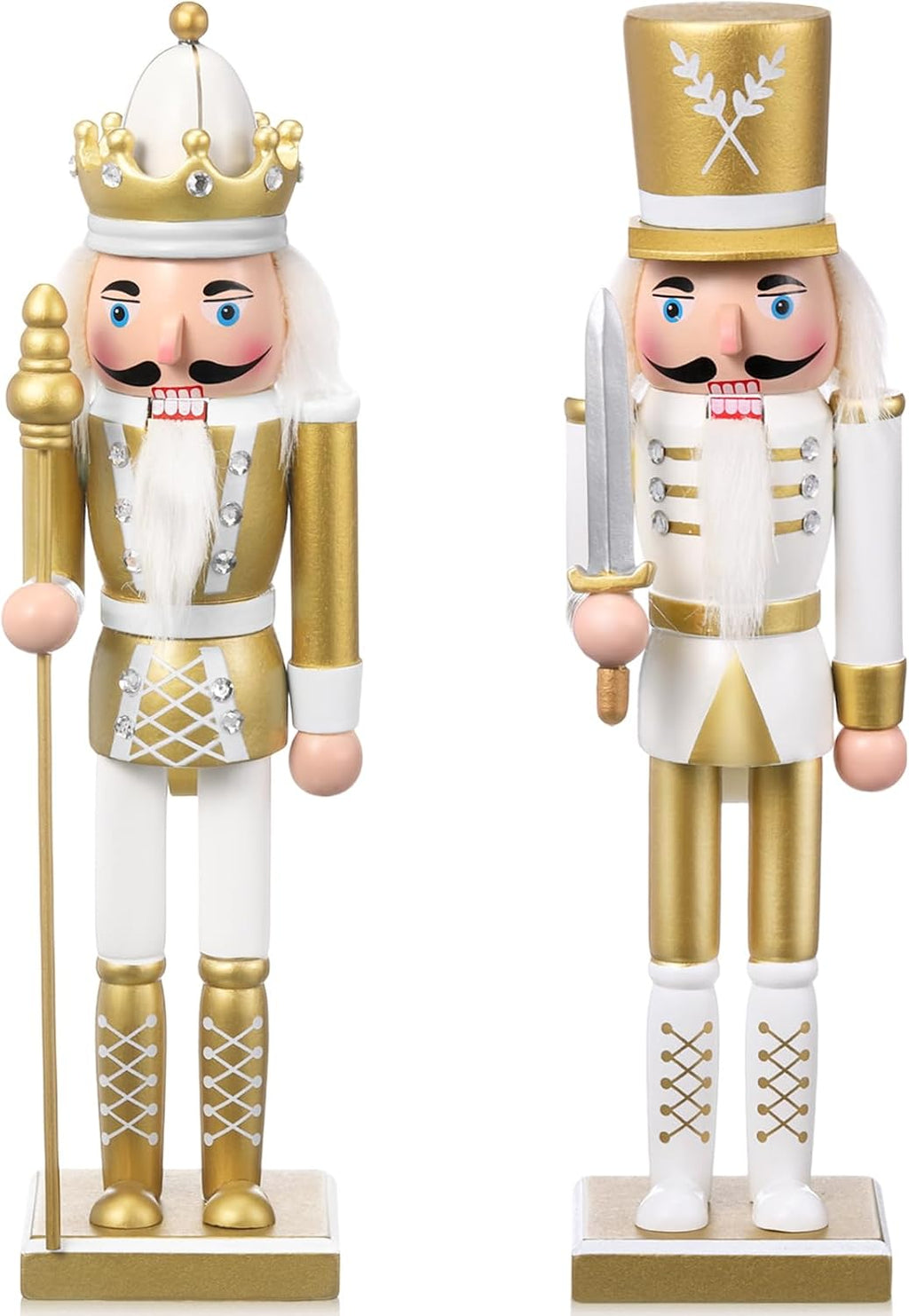 Huwena 2 Pcs Gold King and Soldier Nutcracker 12 Inch