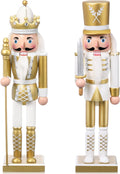 Huwena 2 Pcs Gold King and Soldier Nutcracker 12 Inch
