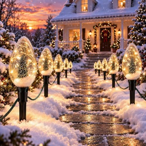 jumbo c70 christmas pathway lights outdoor, 24ft 12led, front angle view