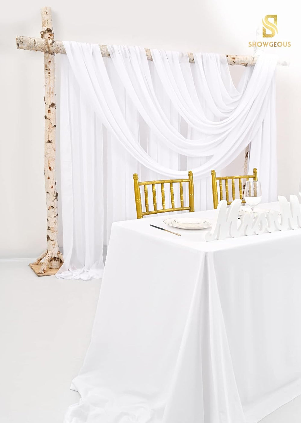 Showgeous Wedding Arch Draping Fabric White Chiffon Fabric Drapes