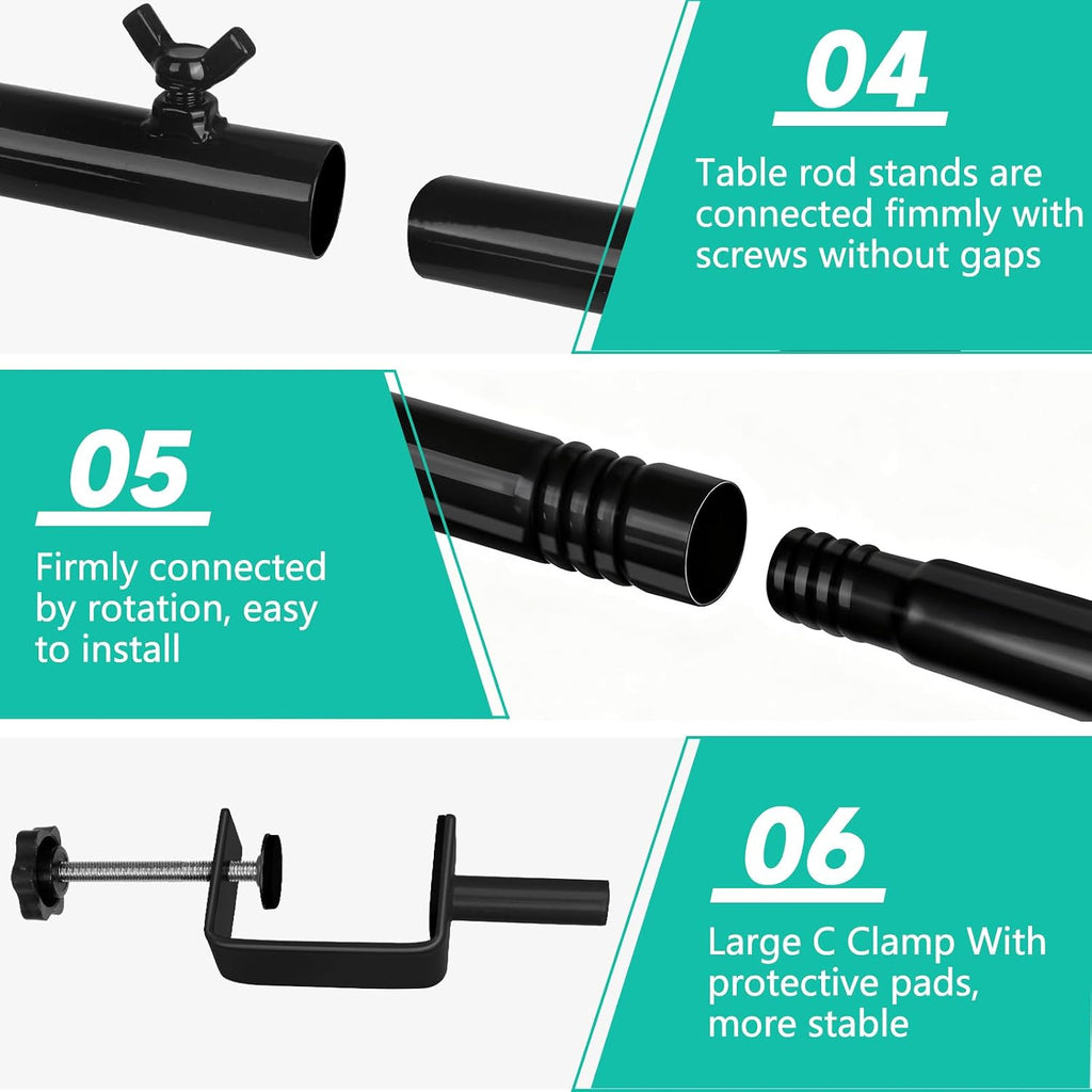 over the table rod stand with clamps adjustable, package contents