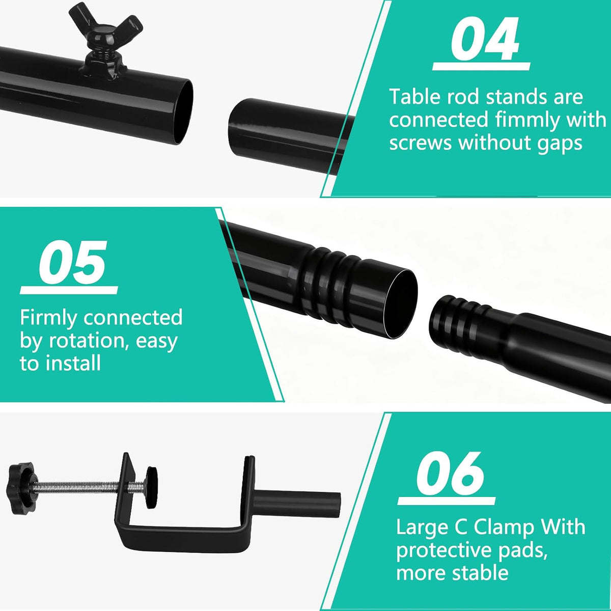 over the table rod stand with clamps adjustable, package contents