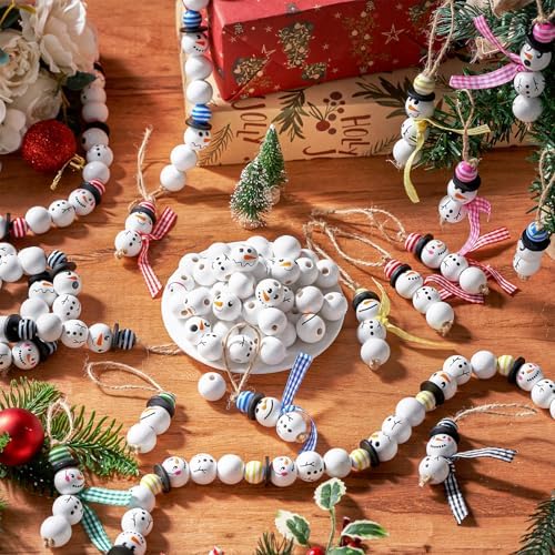 Vicenpal 450 Pcs Christmas Wooden Beads, Striped, Vibrant Color