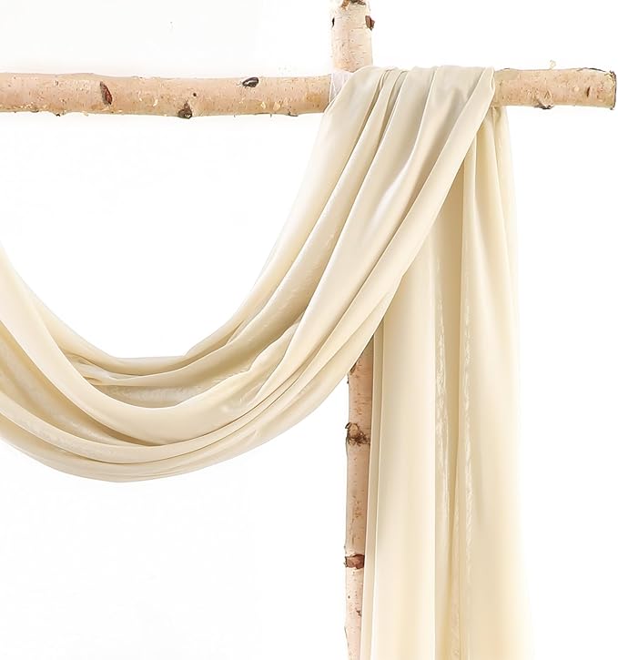 Wedding Arch Draping Fabric 2 Panels 18Ft Nude Sheer Chiffon Curtain Drapes 6 Yards for Wedding Ceremony Birthday Party Decoration