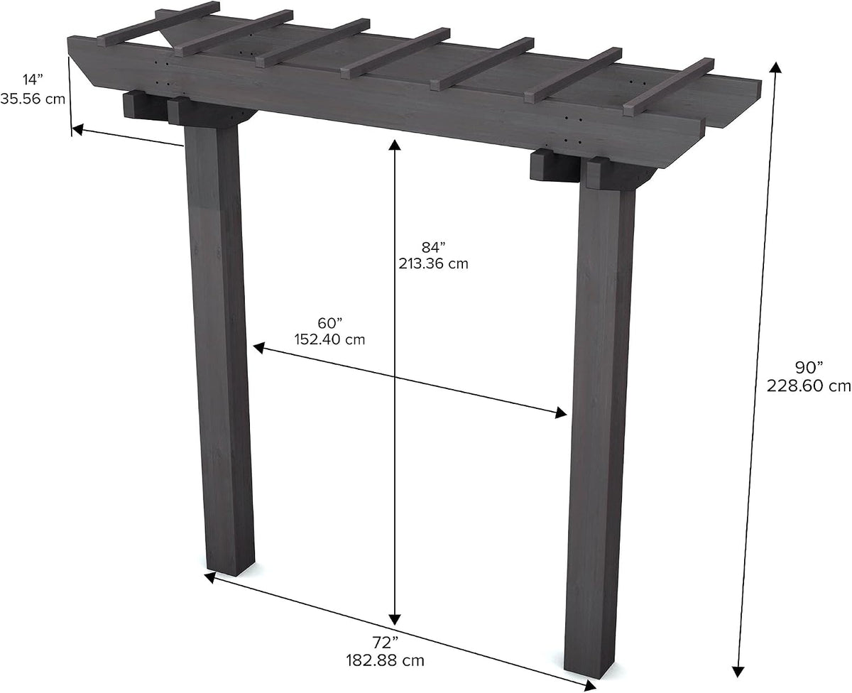 vita charcoal gray wildwood cedar arbor – 72", package contents