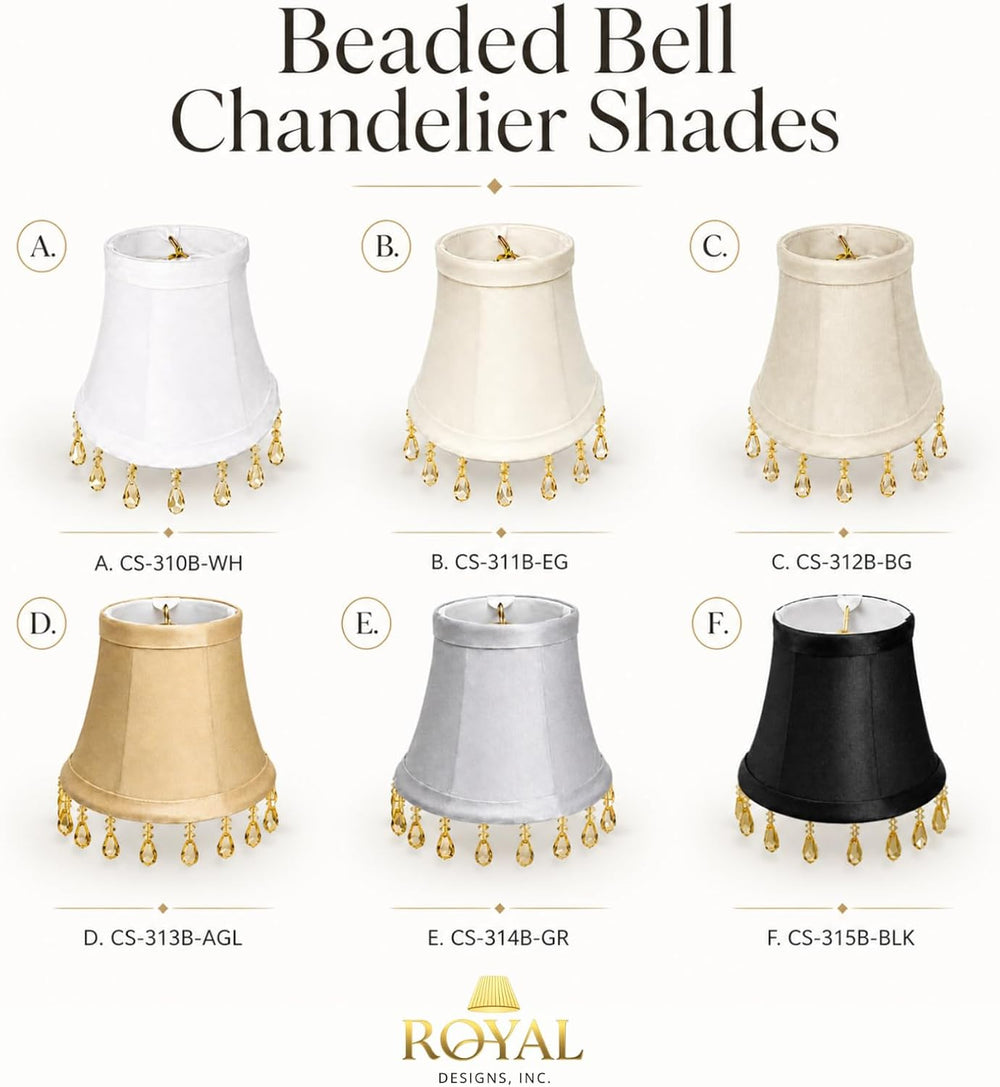 Royal Designs, Inc. CS-310B-5WH-6 Beaded Bell Chandelier Shade, 3 x 5 x 4, Wh...