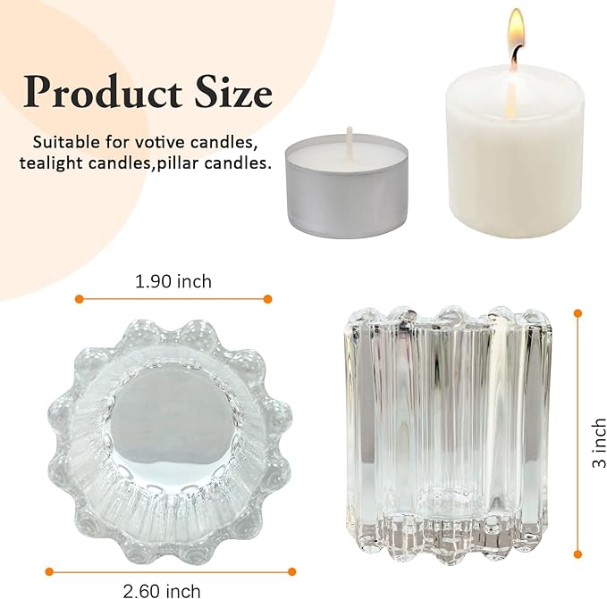 GOLDEAL 24Pcs Clear Glass Votive Candle Holders, Heavy-Duty Extra Thick Tealight Holders with High Transparency, Tea Candle Holders Bulk for Wedding, Party, Dinner, Home Table Decor