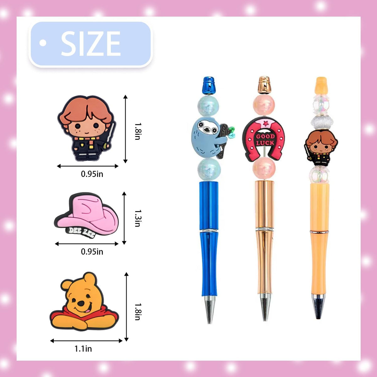 focal beads for pens, random cute character focal shown in use
