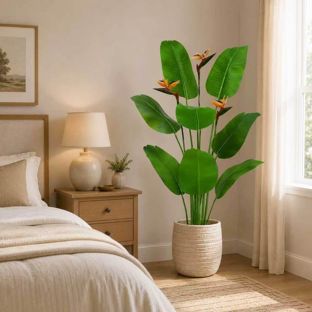 Artificial Bird of Paradise Flowers,5FT Fake Banana Tree for Home&Office