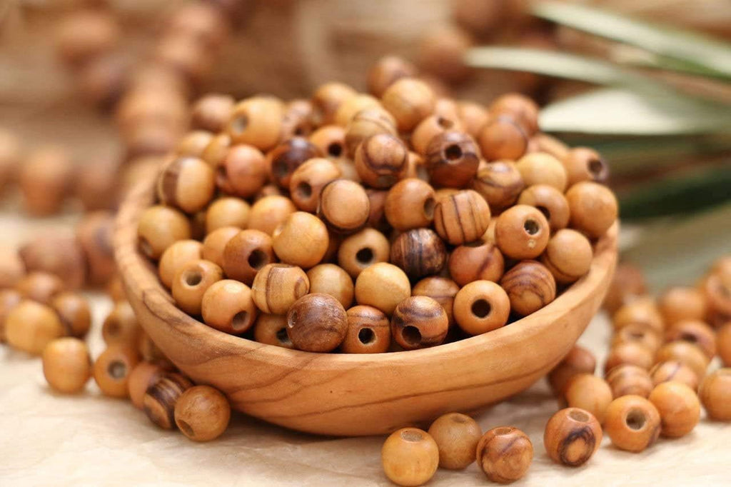 8mm - (1000 Beads) Olive Wood Beads | Polished Round Beads for Rosary Making, Jewelry Crafts | Holy Land Bethlehem Jerusalem Olive Wood