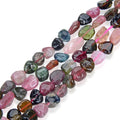 Adabele 45 Inch Natural Multi Colors Tourmaline Irregular Oval Pebble Gemstone Beads 6-8mm