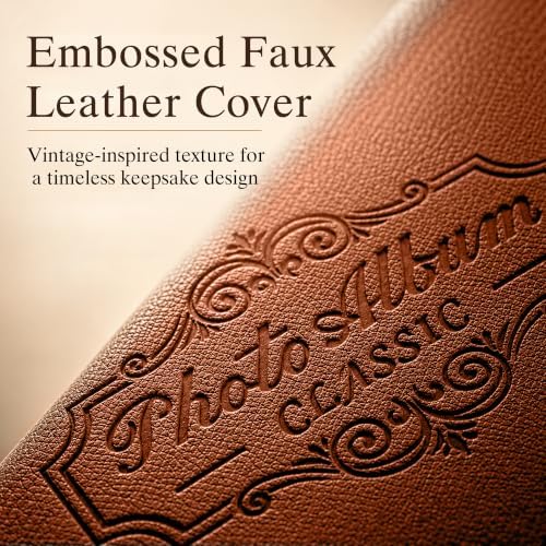 Photo Album Holds 3X5, 4X6, 5X7, 6X8, 8X10 Photos, Leather Cover, Magnetic Se...