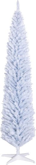 HOMCOM 8' Artificial Pencil Christmas Tree 618 Realistic Branch Tips White