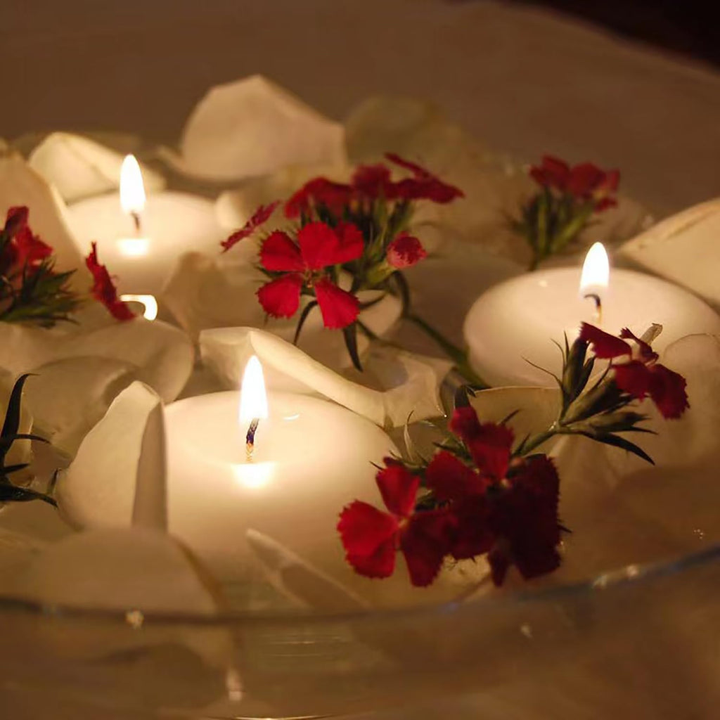 3 inch Floating Candles, 36PACK White/Gold/Red Floating Candle, Long Burning and Smokeless Candle for Wedding, Birthday, Pool, Holiday & Home Decoration Unscented (White)