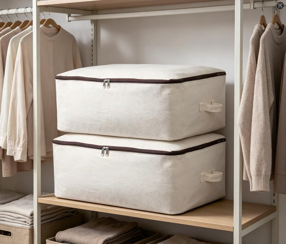 3 Pack, Clothes Storage Bag Organizer and Storage for Quilts Clothes Organiza...